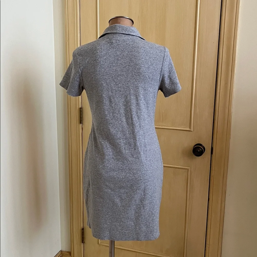 HELLO KITTY by Sanrio Polo Johnny Collar Stretch Rib Knit Grey Short SL Dress XL